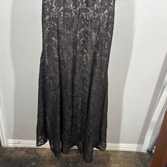 Morgan & Co. High Neck Formal Dress Cutout Maxi Floor Lace Sequin Event- 7/8 - Picture 9 of 13